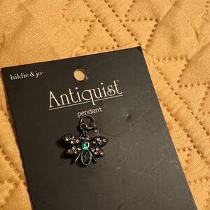 Butterfly Pendant with Green and Silver Accents